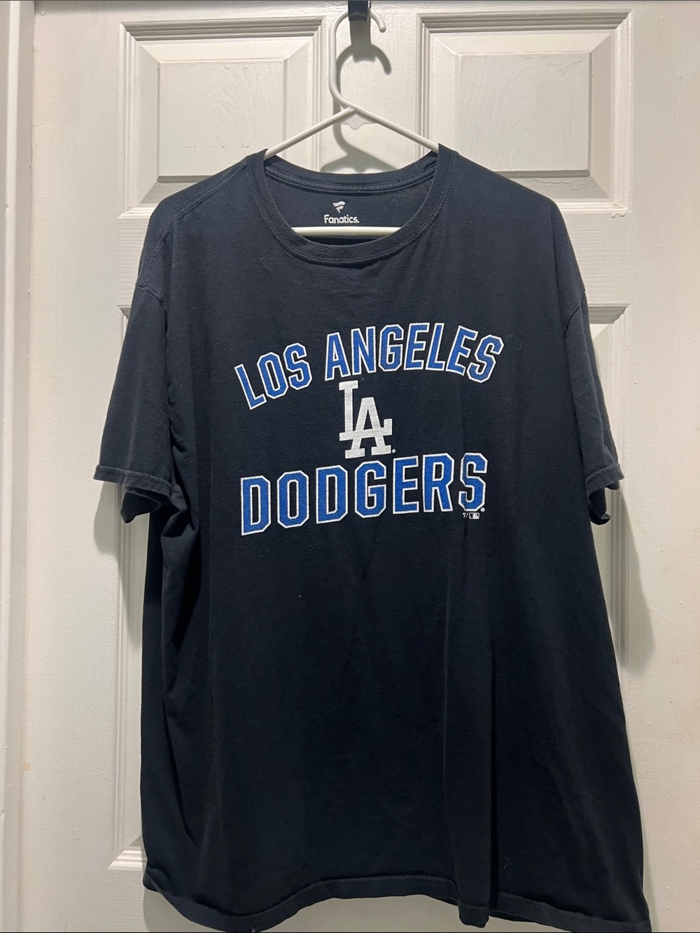 Fanatics Los Angeles Dodgers Black Tee with Blue & White Logo